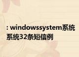 : windowssystem系统系统32条短信例