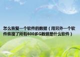 怎么恢复一个软件的数据（用另外一个软件恢復了所有600多G数据是什么软件）