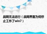 战网无法运行（战网界面为何停止工作了win7）