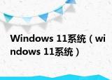 Windows 11系统（windows 11系统）