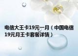 电信大王卡19元一月（中国电信19元月王卡套餐详情）