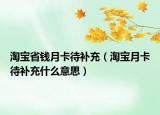 淘宝省钱月卡待补充（淘宝月卡待补充什么意思）