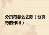 分页符怎么去除（分页符的作用）
