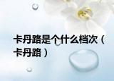 卡丹路是个什么档次（卡丹路）