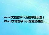 word文档首字下沉在哪里设置（Word文档首字下沉在哪里设置）
