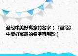 圣经中美好寓意的名字（《圣经》中美好寓意的名字有哪些）