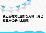 克己复礼为仁是什么句式（克己复礼为仁是什么意思）