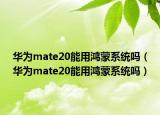 华为mate20能用鸿蒙系统吗（华为mate20能用鸿蒙系统吗）