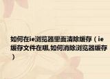 如何在ie浏览器里面清除缓存（ie缓存文件在哪,如何消除浏览器缓存）