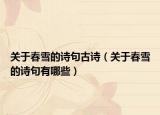 关于春雪的诗句古诗（关于春雪的诗句有哪些）