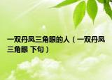 一双丹凤三角眼的人（一双丹凤三角眼 下句）