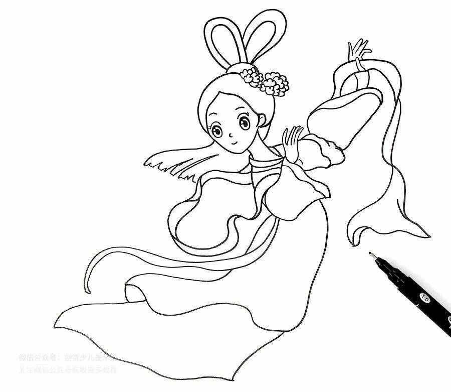 儿童画教程｜初级卡通画课程《但愿人长久，千里共婵娟》