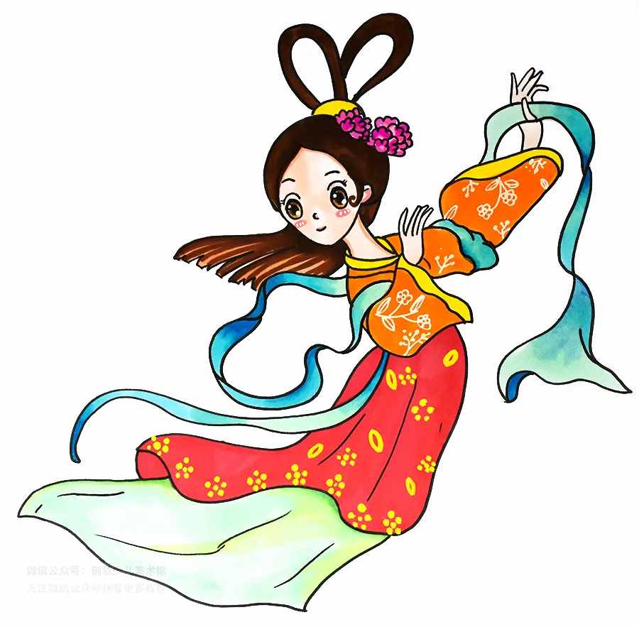 儿童画教程｜初级卡通画课程《但愿人长久，千里共婵娟》