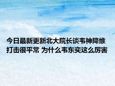 今日最新更新北大院长谈韦神降维打击很平常 为什么韦东奕这么厉害