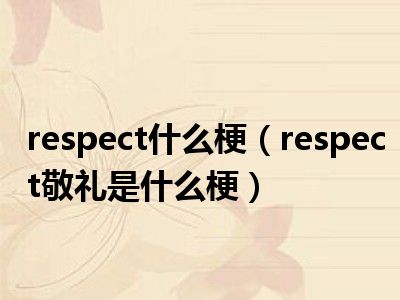 respect什么梗respect敬礼是什么梗