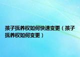 孩子抚养权如何快速变更（孩子抚养权如何变更）