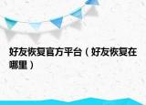 好友恢复官方平台（好友恢复在哪里）