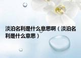 淡泊名利是什么意思啊（淡泊名利是什么意思）