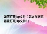 如何打开jsp文件（怎么在浏览器重打开jsp文件?）