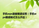 手机wps语音朗读设置（手机wps朗读模式怎么开启）