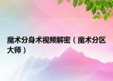魔术分身术视频解密（魔术分区大师）