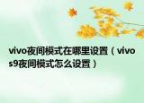 vivo夜间模式在哪里设置（vivos9夜间模式怎么设置）