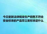 今日更新法律规定生产销售不符合安全标准的产品罪立案标准是什么