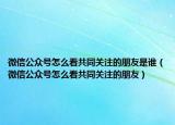 微信公众号怎么看共同关注的朋友是谁（微信公众号怎么看共同关注的朋友）