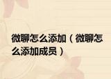 微聊怎么添加（微聊怎么添加成员）