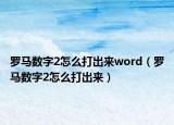 罗马数字2怎么打出来word（罗马数字2怎么打出来）