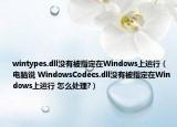 wintypes.dll没有被指定在Windows上运行（电脑说 WindowsCodecs.dll没有被指定在Windows上运行 怎么处理?）