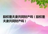 股权是夫妻共同财产吗（股权是夫妻共同财产吗）