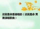 这就是命是谁唱的（这就是命 黄渤演唱歌曲）