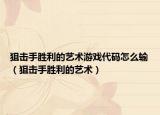 狙击手胜利的艺术游戏代码怎么输（狙击手胜利的艺术）