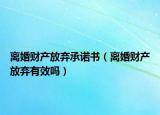 离婚财产放弃承诺书（离婚财产放弃有效吗）