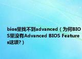 bios里找不到advanced（为何BIOS里没有Advanced BIOS Features这项?）