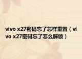 vivo x27密码忘了怎样重置（vivo x27密码忘了怎么解锁）