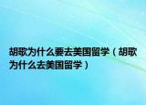 胡歌为什么要去美国留学（胡歌为什么去美国留学）