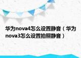 华为nova4怎么设置静音（华为nova3怎么设置拍照静音）