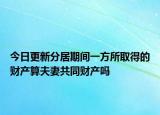 今日更新分居期间一方所取得的财产算夫妻共同财产吗