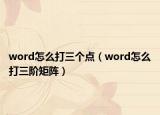 word怎么打三个点（word怎么打三阶矩阵）