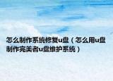 怎么制作系统修复u盘（怎么用u盘制作完美者u盘维护系统）