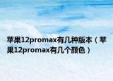 苹果12promax有几种版本（苹果12promax有几个颜色）