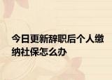 今日更新辞职后个人缴纳社保怎么办