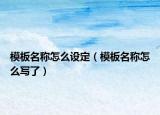 模板名称怎么设定（模板名称怎么写了）