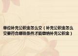 单位补充公积金怎么交（补充公积金怎么交要符合哪些条件才能缴纳补充公积金）