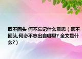 既不回头 何不忘记什么意思（既不回头,何必不忘出自哪里? 全文是什么?）