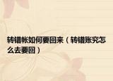 转错帐如何要回来（转错账究怎么去要回）