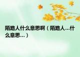 陌路人什么意思啊（陌路人…什么意思…）