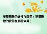 苹果删除的软件在哪里（苹果删除的软件在哪里恢复）
